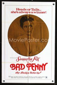 3g062 BAD PENNY one-sheet '78 heads or tails, Samantha Fox is always a winner, x-rated, cool image!