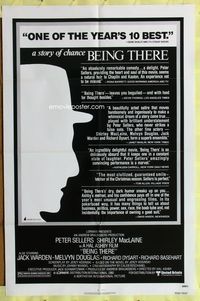 3g083 BEING THERE reviews one-sheet '80 Peter Sellers, Shirley MacLaine, directed by Hal Ashby!