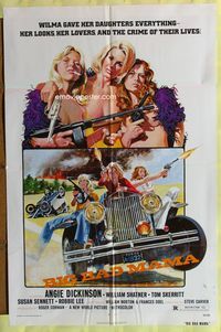 3g094 BIG BAD MAMA one-sheet movie poster '74 great John Solie art of sexy female criminals w/guns!