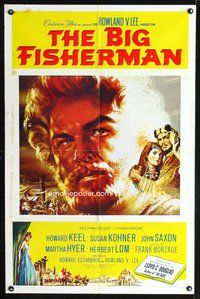 3g097 BIG FISHERMAN one-sheet poster '59 cool artwork of Howard Keel, Susan Kohner & John Saxon!