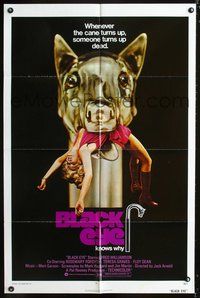3g107 BLACK EYE one-sheet poster '74 Fred Williamson, blaxploitation, wild killer dog cane image!