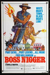 3g132 BOSS NIGGER one-sheet '75 Fred Williamson in a white man's town with the black man's law!