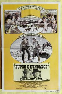 3g150 BUTCH & SUNDANCE - THE EARLY DAYS one-sheet poster '79 artwork of Tom Berenger & William Katt!