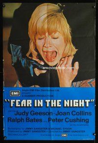 3g268 FEAR IN THE NIGHT English one-sheet movie poster '72 Judy Geeson being strangled from behind!