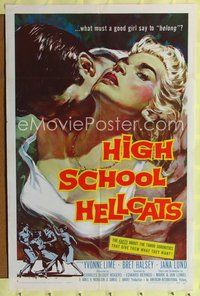 3g360 HIGH SCHOOL HELLCATS one-sheet '58 best AIP bad girl art, what must a good girl say to belong?