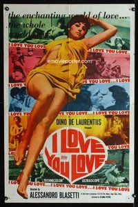 3g402 IO AMO, TU AMI one-sheet movie poster '60 I Love, You Love, super sexy barely-clothed girl!