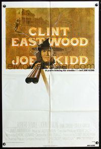 3g417 JOE KIDD one-sheet poster '72 Robert Duvall, John Sturges, cool artwork of Clint Eastwood!