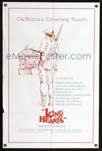 3g433 KING OF HEARTS one-sheet '67 Le Roi de coeur, Alan Bates, Genevieve Bujold, Philippe De Broca