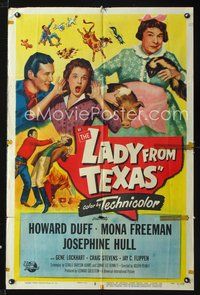 3g441 LADY FROM TEXAS one-sheet movie poster '51 Howard Duff, Mona Freeman, Josephine Hull