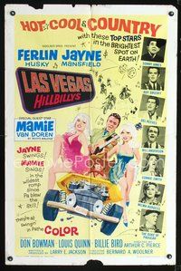 3g445 LAS VEGAS HILLBILLYS one-sheet '66 Ferlin Husky with sexy Jayne Mansfield & Mamie Van Doren!