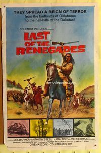 3g450 LAST OF THE RENEGADES one-sheet poster '66 Lex Barker, Pierre Brice, cool Native American art!