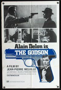 3g454 LE SAMOURAI one-sheet '72 Jean-Pierre Melville, cool image of Alain Delon in pistol grip!