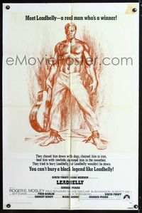 3g455 LEADBELLY one-sheet movie poster '76 blues singer Huddie Ledbetter biography, cool artwork!