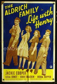 3g461 LIFE WITH HENRY one-sheet poster '40 Jackie Cooper, wacky image of family eating ice cream!