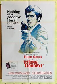 3g471 LONG GOODBYE int'l one-sheet '73 great art of Elliott Gould as Philip Marlowe, film noir!