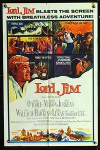 3g473 LORD JIM style B one-sheet '65 Peter O'Toole blasts the screen with breathless adventure!