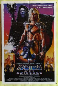 3g496 MASTERS OF THE UNIVERSE 1sh '87 Dolph Lundgren as He-Man, great Drew Struzan art!