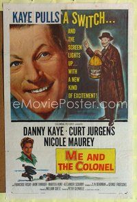 3g499 ME & THE COLONEL one-sheet poster '58 Danny Kaye in a dual role, Curt Jurgens, Nicole Maurey