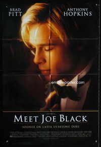 3g501 MEET JOE BLACK DS one-sheet movie poster '98 great close-up image of Brad Pitt!