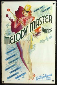 3g504 MELODY MASTER BANDS one-sheet '32 Vitaphone short, really great artwork of sexy band major!