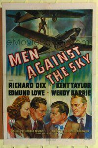 3g505 MEN AGAINST THE SKY one-sheet '40 alcoholic pilot Richard Dix tests his new kind of plane!