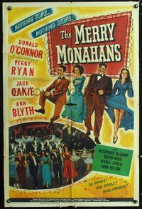 3g507 MERRY MONAHANS one-sheet poster '44 cool art of Donald O'Connor, sexy Peggy Ryan & Ann Blyth!