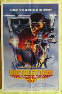3g508 METALSTORM one-sheet movie poster '83 Charles Band 3-D sci-fi, cool Steven Chorney art!