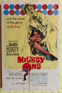 3g510 MICKEY ONE one-sheet poster '65 cool artwork of Warren Beatty, the name of the game is Mickey!