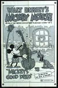 3g511 MICKEY'S GOOD DEED 1sh R74 Walt Disney, Mickey Mouse plays carols on cello while Pluto sings!