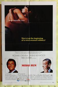3g512 MIDAS RUN one-sheet movie poster '69 Fred Astaire, Richard Crenna, sexy Anne Heywood!