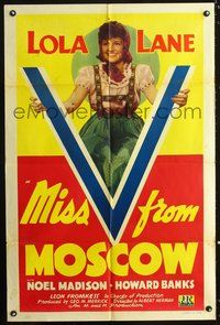 3g521 MISS V FROM MOSCOW one-sheet movie poster '42 Lola Lane, Noel Madison, Howard Banks