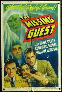 3g522 MISSING GUEST one-sheet '38 Paul Kelly, Constance Moore, William Lundigan, Ghostly & Giggly!