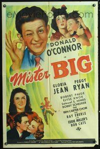3g525 MISTER BIG one-sheet movie poster '43 Gloria Jean, Peggy Ryan, cool art of Donald O'Connor!