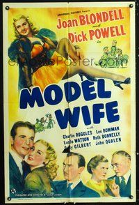 3g528 MODEL WIFE one-sheet '41 full-length reclining Joan Blondell in sexy outfit with Dick Powell!