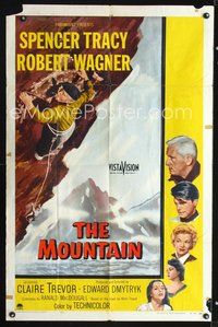 3g542 MOUNTAIN 1sh '56 wild image of mountain climber Spencer Tracy, Robert Wagner, Claire Trevor!
