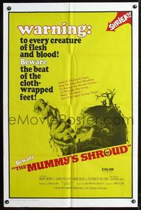 3g550 MUMMY'S SHROUD 1sheet '67 wild giant mummy image, beware the beat of the cloth-wrapped feet!