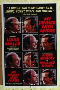 3g557 MY DINNER WITH ANDRE one-sheet movie poster '81 Wallace Shawn, Andre Gregory, Louis Malle