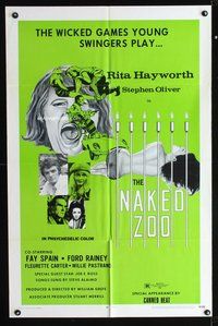 3g564 NAKED ZOO one-sheet '71 Rita Hayworth, Canned Heat, the wicked games young swingers play!