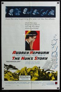 3g588 NUN'S STORY one-sheet movie poster '59 religious missionary Audrey Hepburn & Peter Finch!