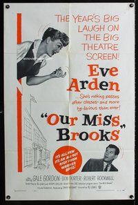 3g606 OUR MISS BROOKS one-sheet poster '56 school teacher Eve Arden is making passes after classes!