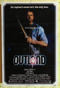 3g610 OUTLAND one-sheet '81 Sean Connery posing with shotgun is the only law on Jupiter's moon!