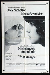 3g620 PASSENGER 1sh '75 Antonioni's Professione: Reporter, c/u of Jack Nicholson & Maria Schneider!