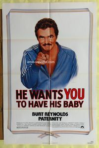 3g622 PATERNITY one-sheet poster '81 Burt Reynolds wants YOU to have his baby! Lettick artwork!