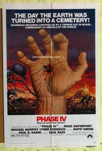3g629 PHASE IV 1sheet '74 great art of ant crawling out of hand by Gil Cohen, directed by Saul Bass!
