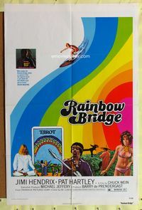 3g673 RAINBOW BRIDGE one-sheet poster '72 Jimi Hendrix, wild psychedelic surfing & tarot card image!