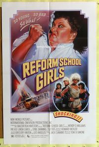 3g681 REFORM SCHOOL GIRLS one-sheet '86 really cool artwork of tough woman & sexy girls by Craig!