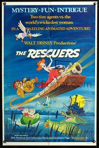 3g684 RESCUERS one-sheet movie poster '77 Walt Disney mouse mystery adventure cartoon!