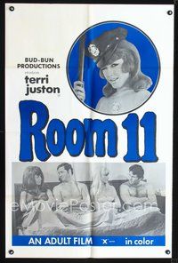 3g706 ROOM 11 one-sheet '70 sexiest policewoman Terri Juston with two guys and another girl in bed!
