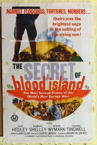 3g733 SECRET OF BLOOD ISLAND one-sheet movie poster '65 Jack Hedley, Barbara Shelley, Hammer, WWII!