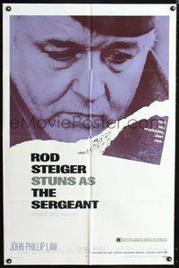 3g738 SERGEANT one-sheet movie poster '68 great close-up of Rod Steiger, just one weakness!